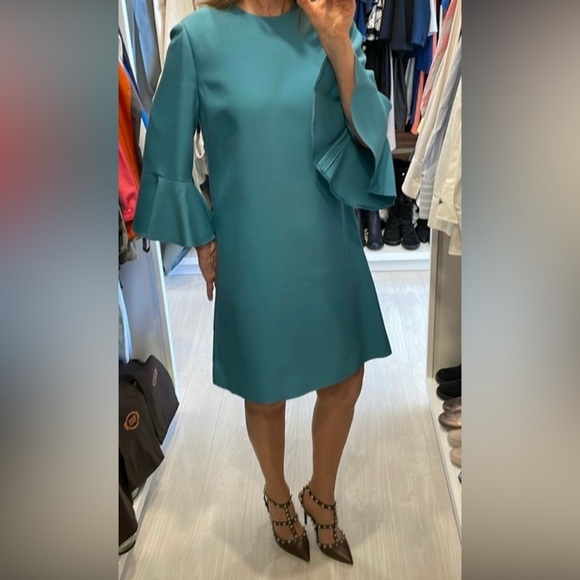 Valentino Dusk Blue Wool & Silk Blend Dress